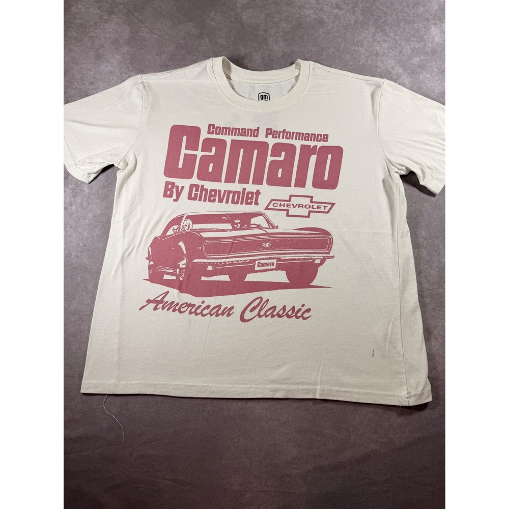 GM Chevrolet Camaro American Classic Graphic T-Shirt Mens L Cream LT12609SP